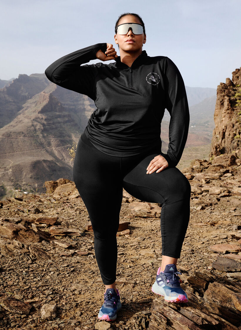 Højhalset træningsbluse med lynlås, Black, Image image number 0