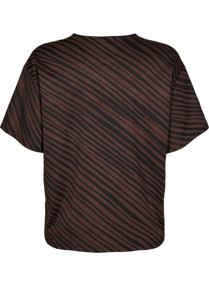 Oversize bluse med mønster, Brun, Packshot image number 1