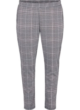 Cropped Maddison bukser med ternet mønster, Black Check, Packshot image number 0