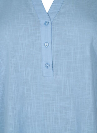 Skjortebluse i bomuld med v-udskæring, Serenity, Packshot image number 2