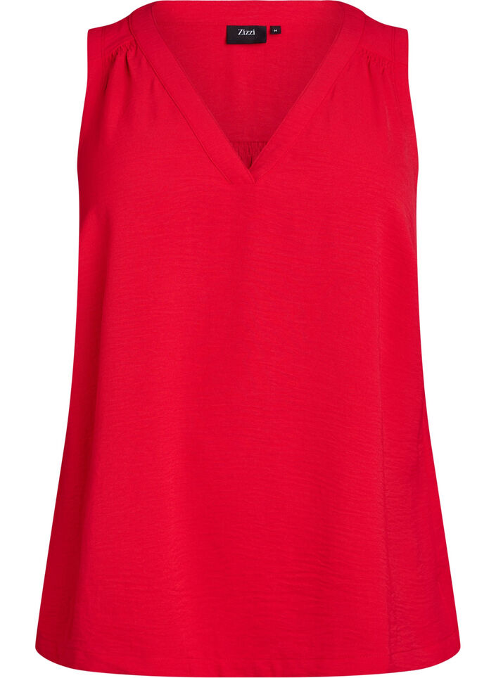 &AElig;rmel&oslash;s top med rynkedetaljer, R&oslash;d, Packshot image number 0