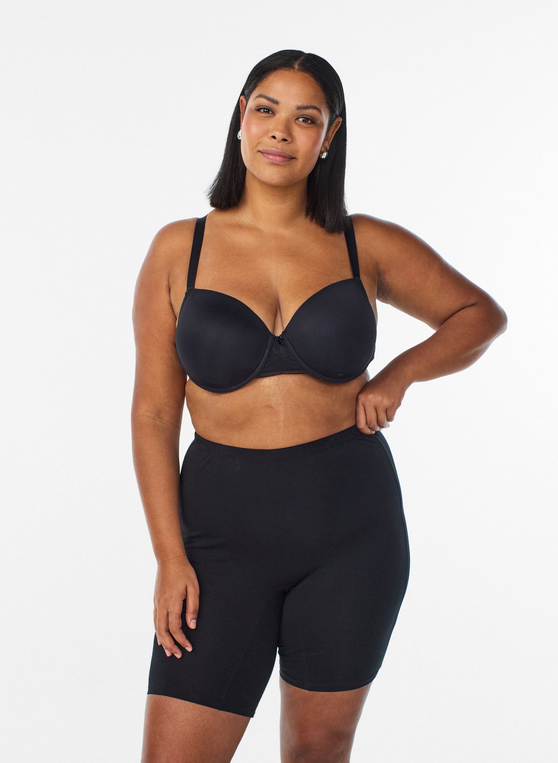 Trusser i bomuld med lange ben, Sort, Model