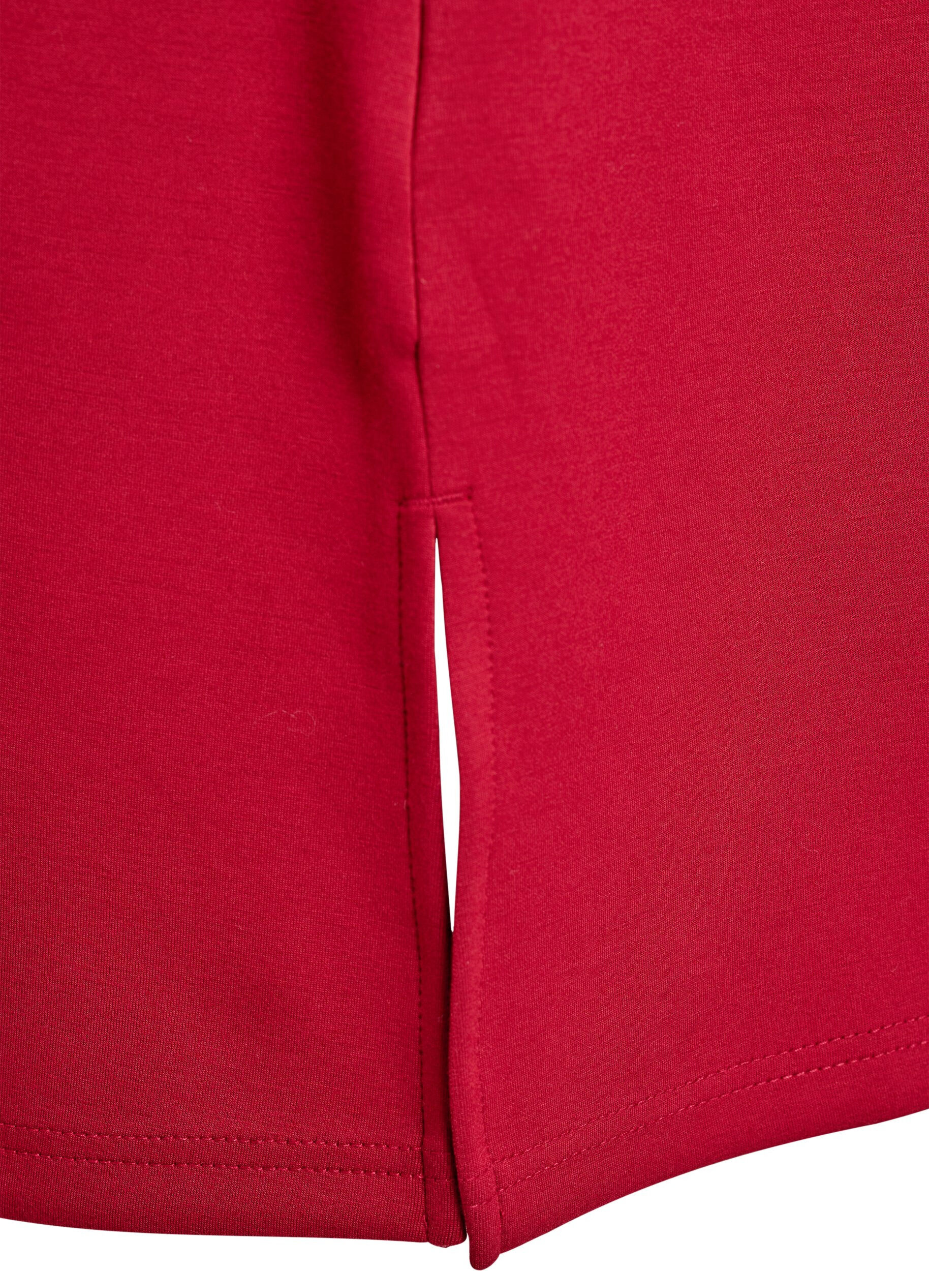 Zizzi T-shirtkjole i jerseykvalitet med sideslidser, R&oslash;d, Packshot image number 3