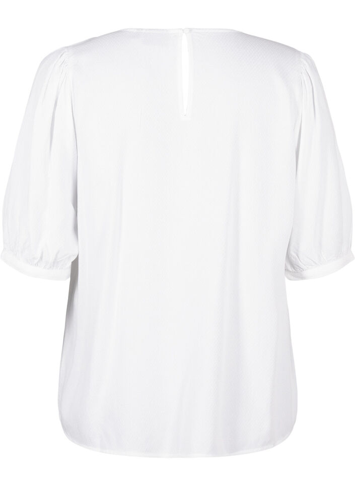 Bluse i viskose med 1/2 ærmer, Bright White, Packshot image number 1