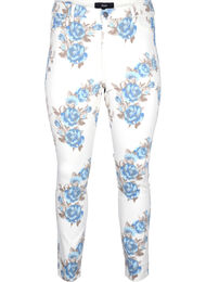 Super slim Amy jeans med blomsterprint, Hvid