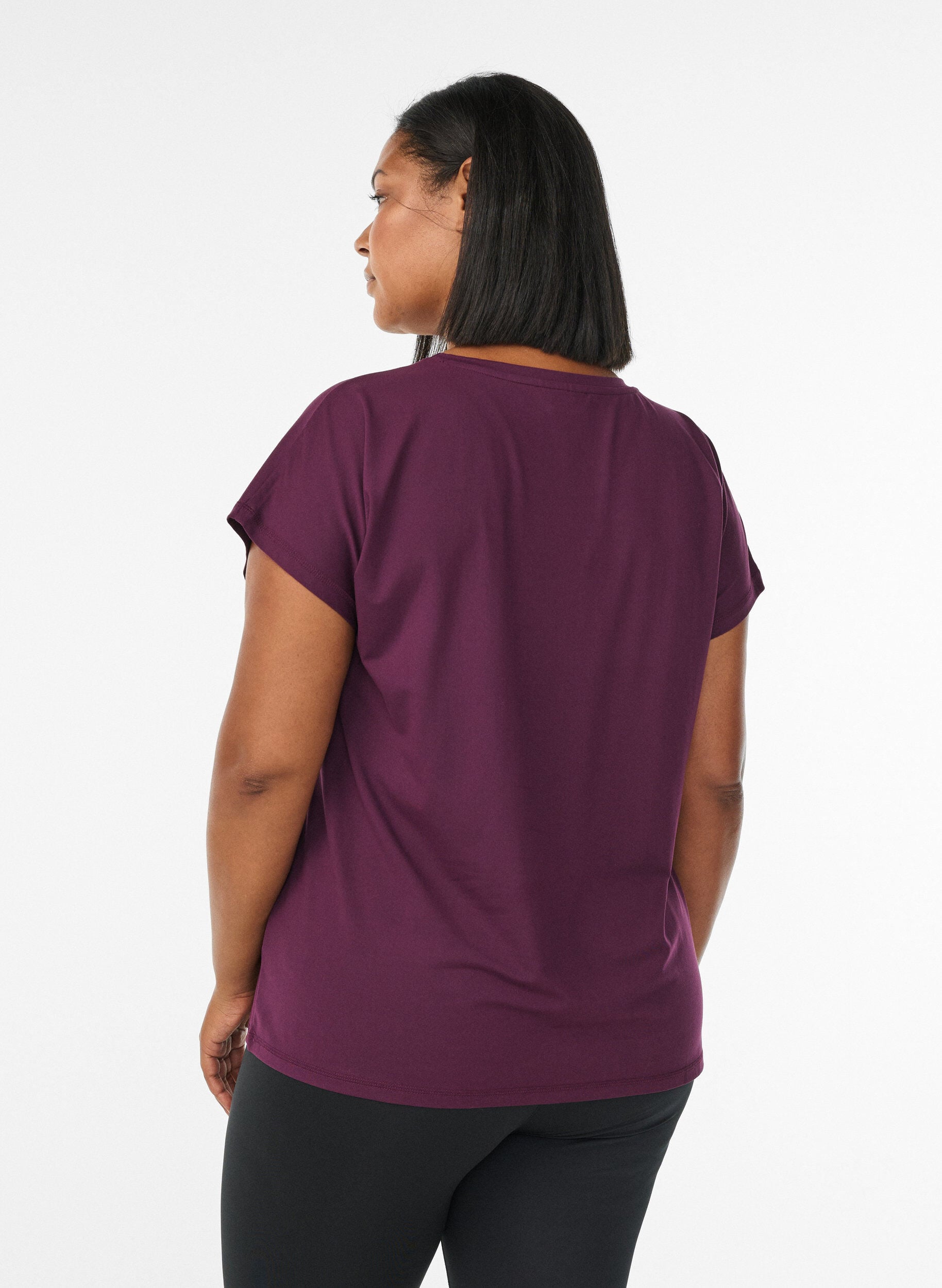 ZizziEnsfarvet tr&aelig;nings t-shirt, Lilla, Model image number 2