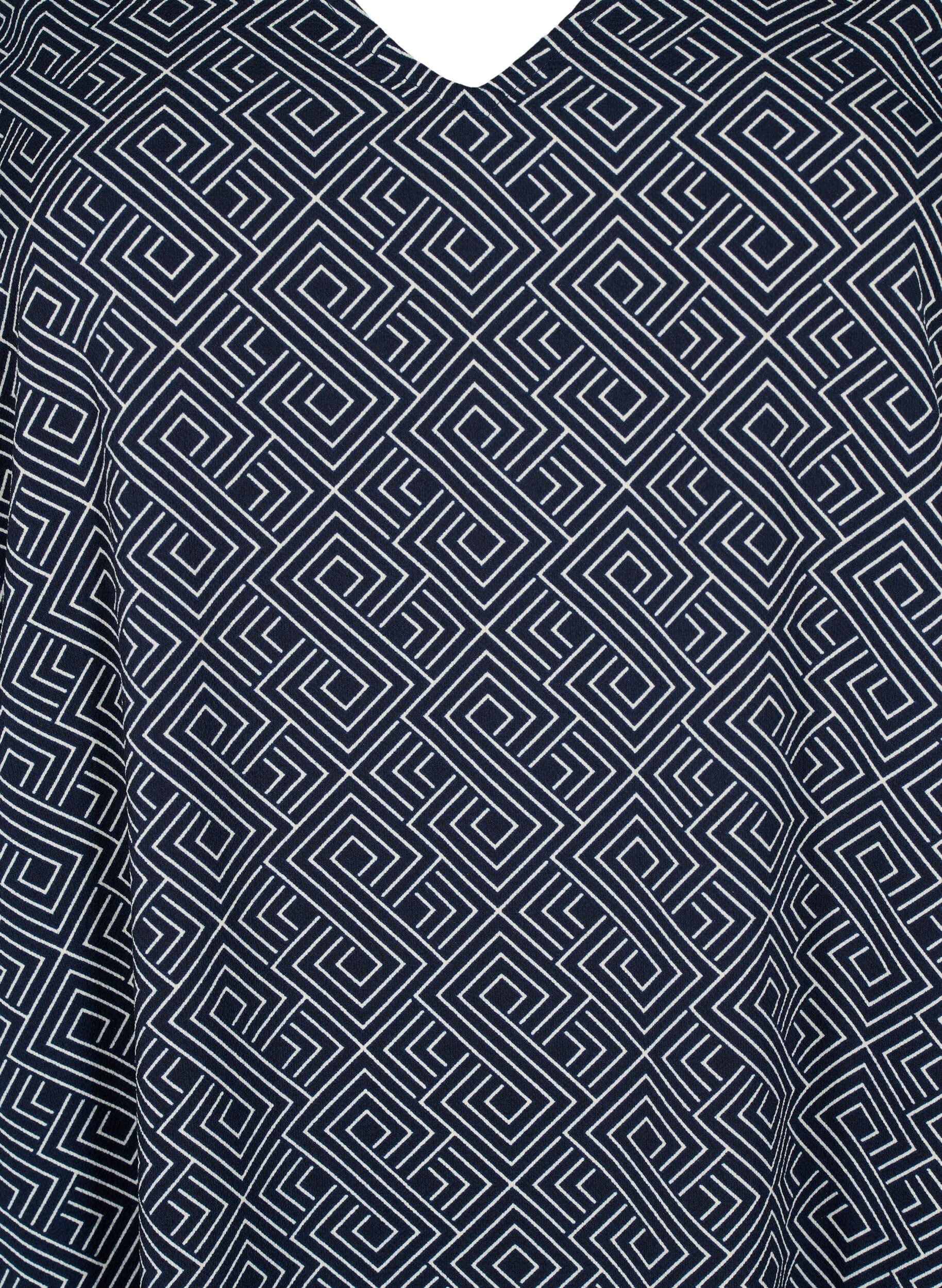 Zizzi V-hals kjole med print, Navy Graphic AOP, Packshot image number 2