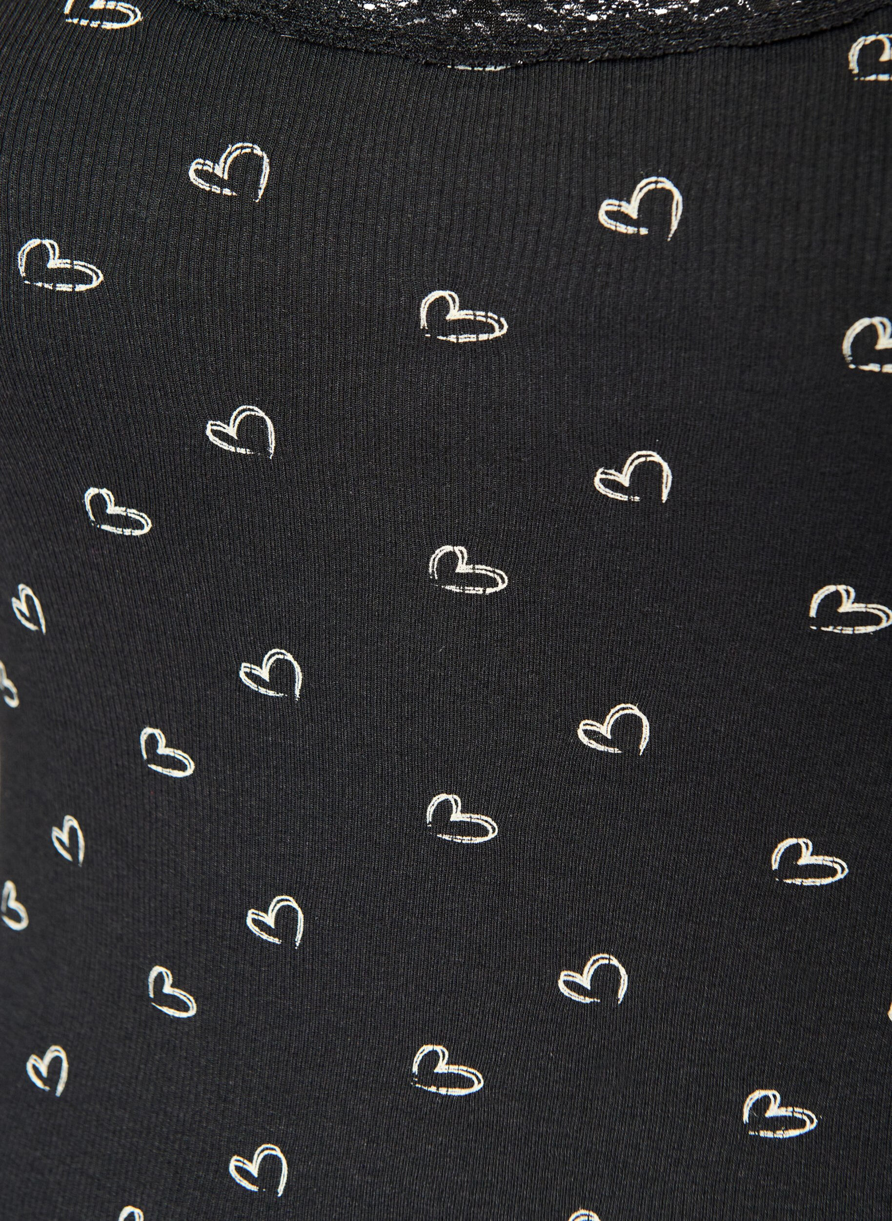 ZizziTop med print og blondekant, Sort, Packshot image number 2