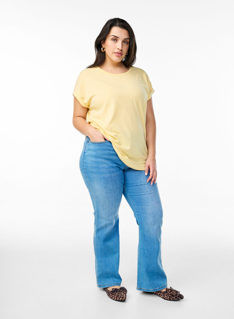 Kort&aelig;rmet t-shirt i bomuldsblanding, Gul, Model image number 1