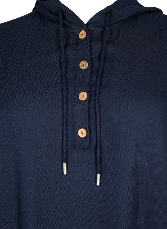 Viskose tunika med hætte, Navy Blazer, Packshot image number 2