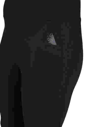 Cropped træningstights med baglomme, Black, Packshot image number 2