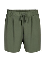 Shorts med lommer og elastik i taljen, Gr&oslash;n