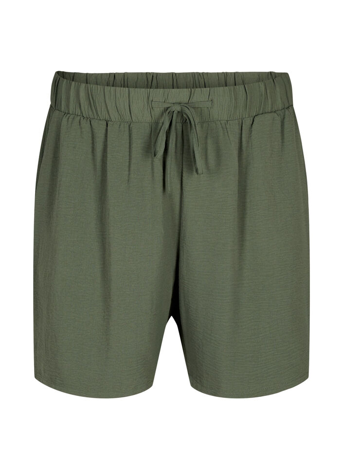 Shorts med lommer og elastik i taljen, Gr&oslash;n, Packshot image number 0
