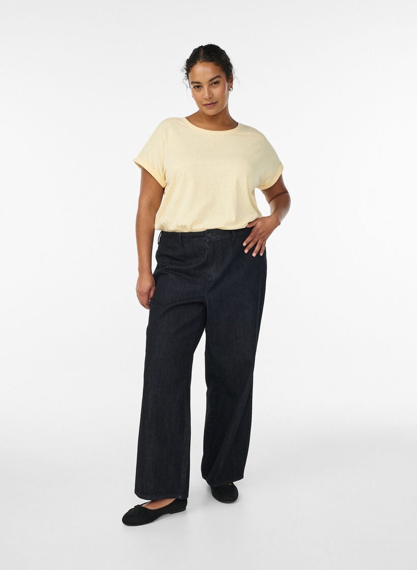 Meleret t-shirt med korte &aelig;rmer, Gul, Model image number 1