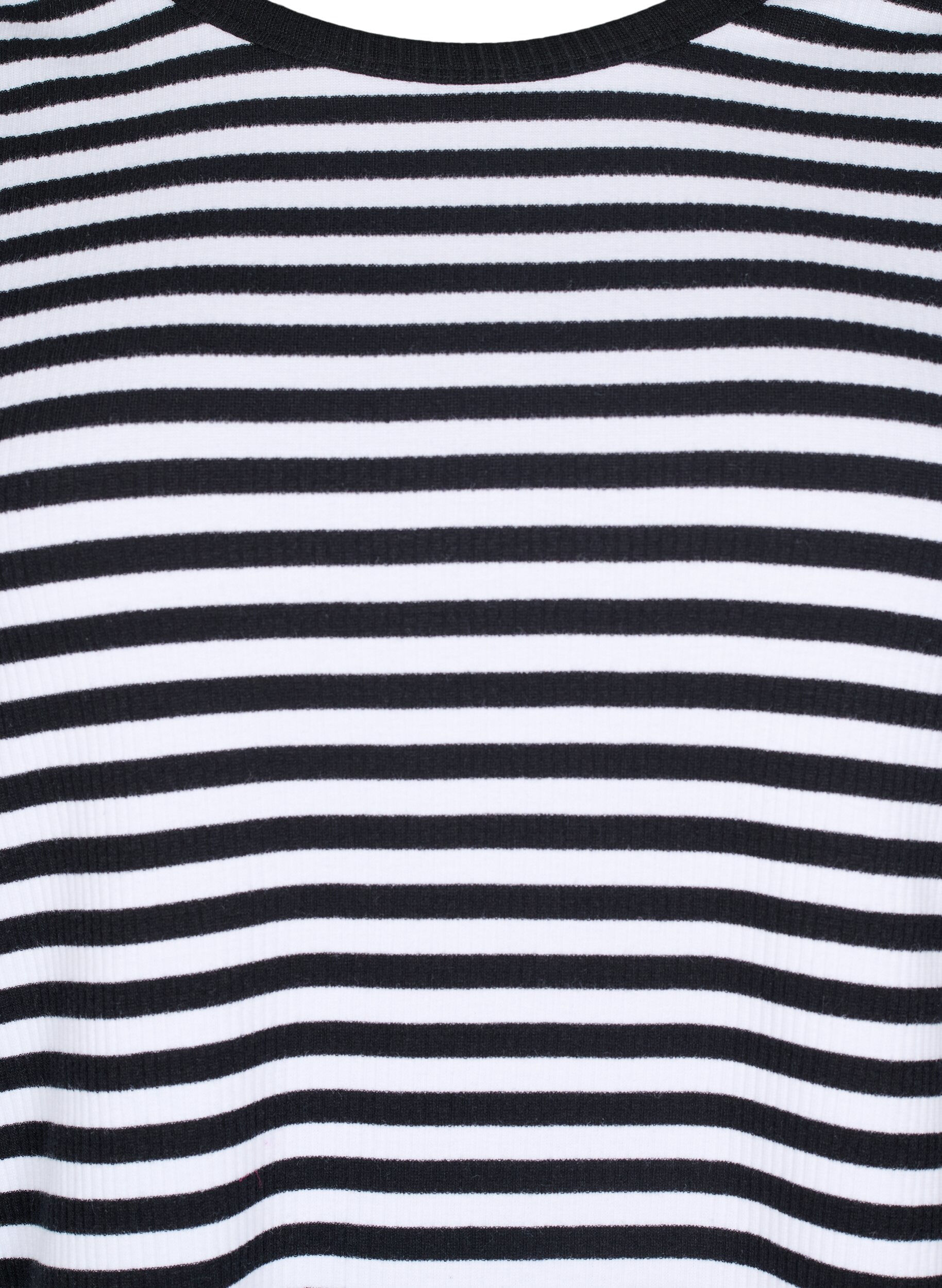 ZizziStribet bluse med lange &aelig;rmer, Sort, Packshot image number 2