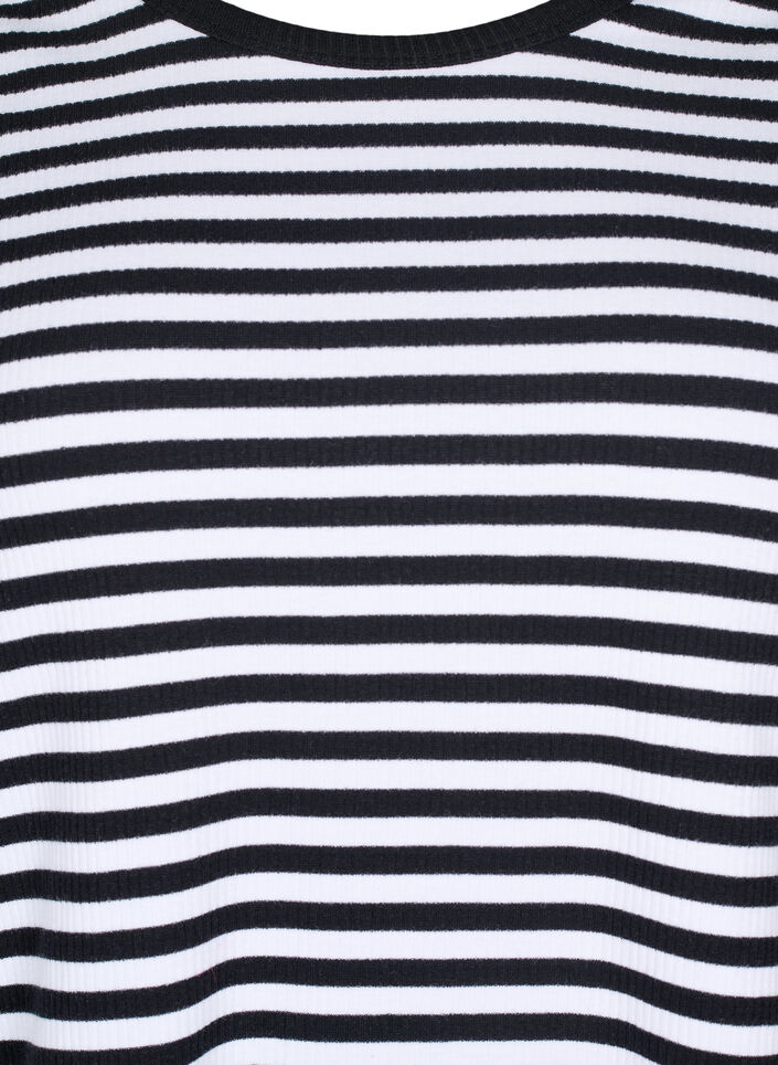 Stribet bluse med lange &aelig;rmer, Sort, Packshot image number 2