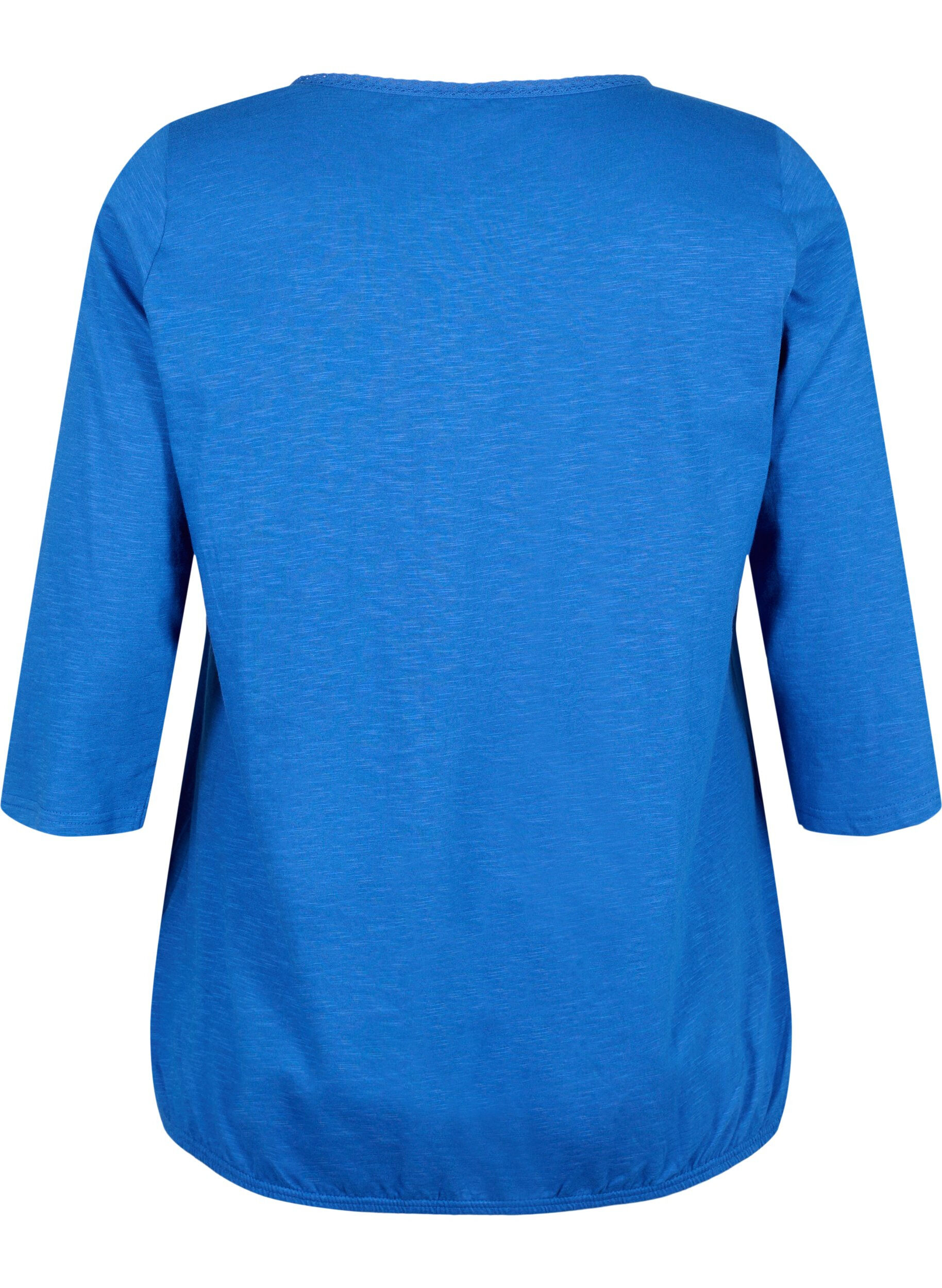 Zizzi Bomuldsbluse med 3/4 &aelig;rmer, Galaxy Blue, Packshot image number 1