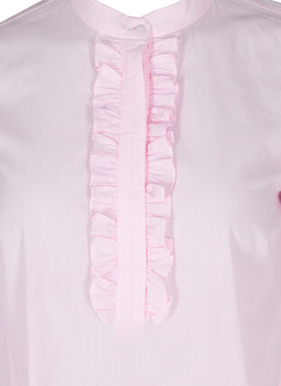 Bomulds skjorte med striber og flæser, Pink Stripe, Packshot image number 2
