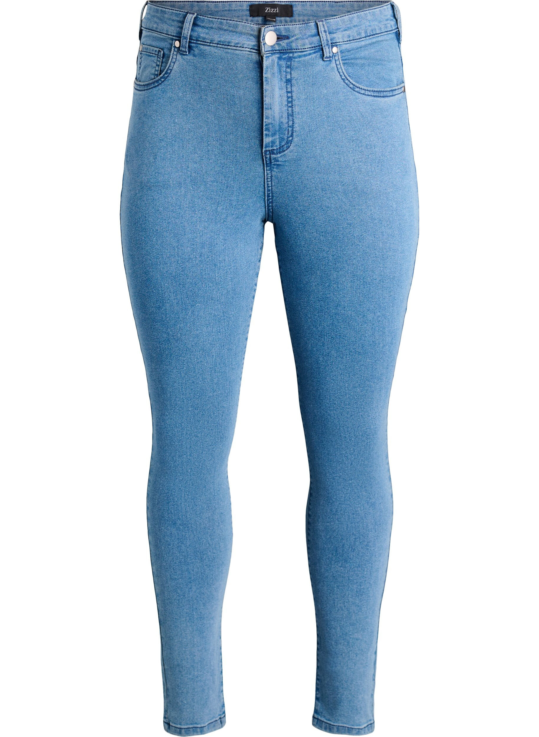 Zizzi Amy jeans med h&oslash;j talje og super slim fit, Bl&aring;, Packshot image number 0