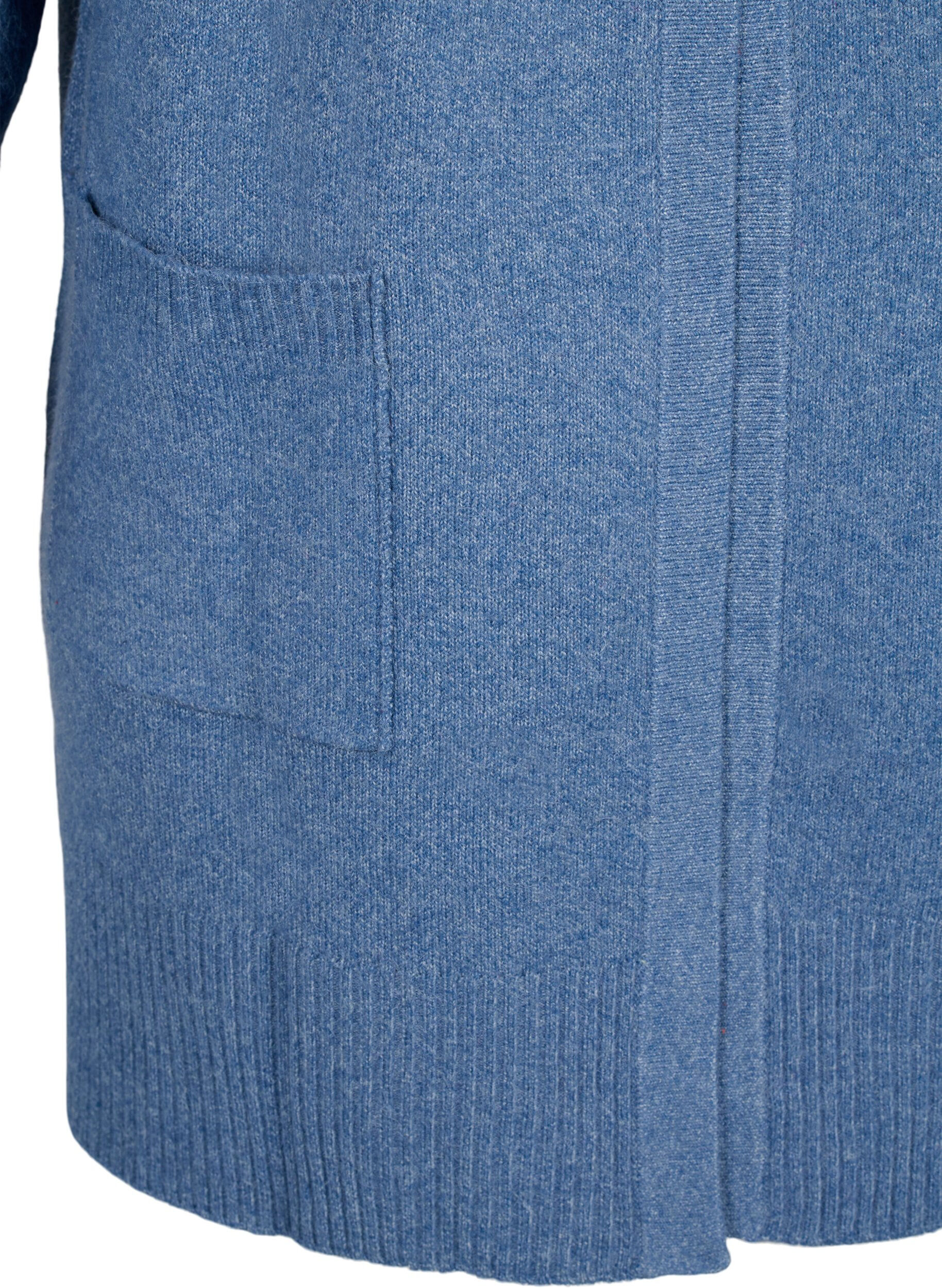 ZizziMeleret strik cardigan med lommer, Bl&aring;, Packshot image number 2