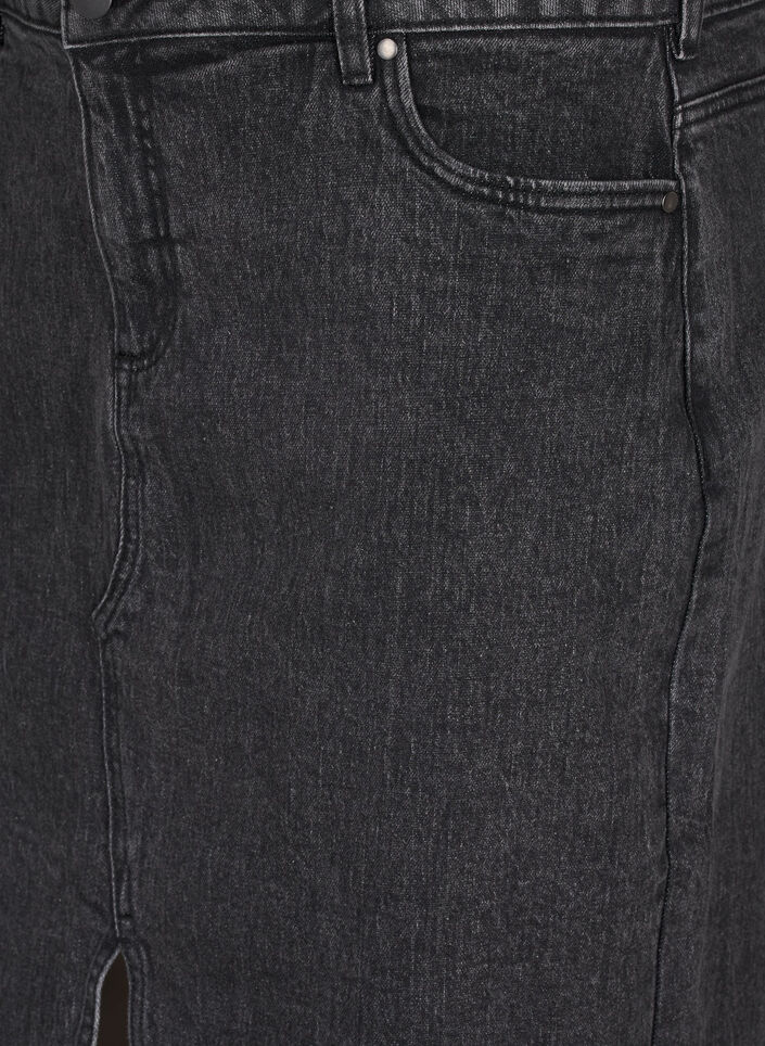 Nederdel i denim med slids foran, Dark Grey Denim, Packshot image number 2