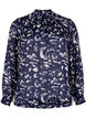 Printet bluse med smock, Blue Leaf AOP, Packshot image number 0