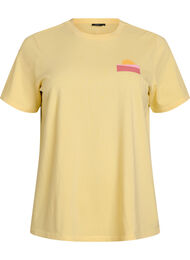 T-shirt i &oslash;kologisk bomuld med rygprint, Gul