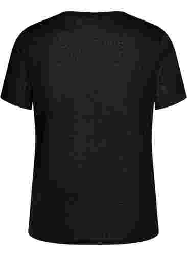 T-shirt med nitter og rund hals, Black, Packshot image number 1