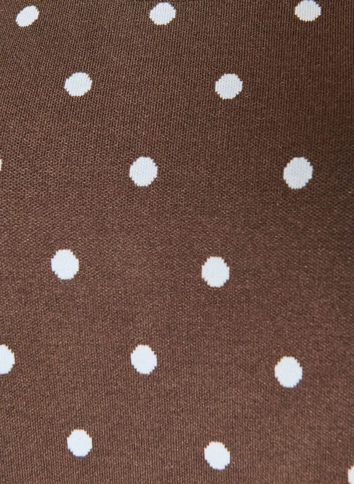 Kort&aelig;rmet strikbluse med prikker, Brun, Packshot image number 2
