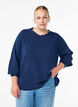 Strikbluse med b&oslash;lgekanter, Bl&aring;, Model image number 0