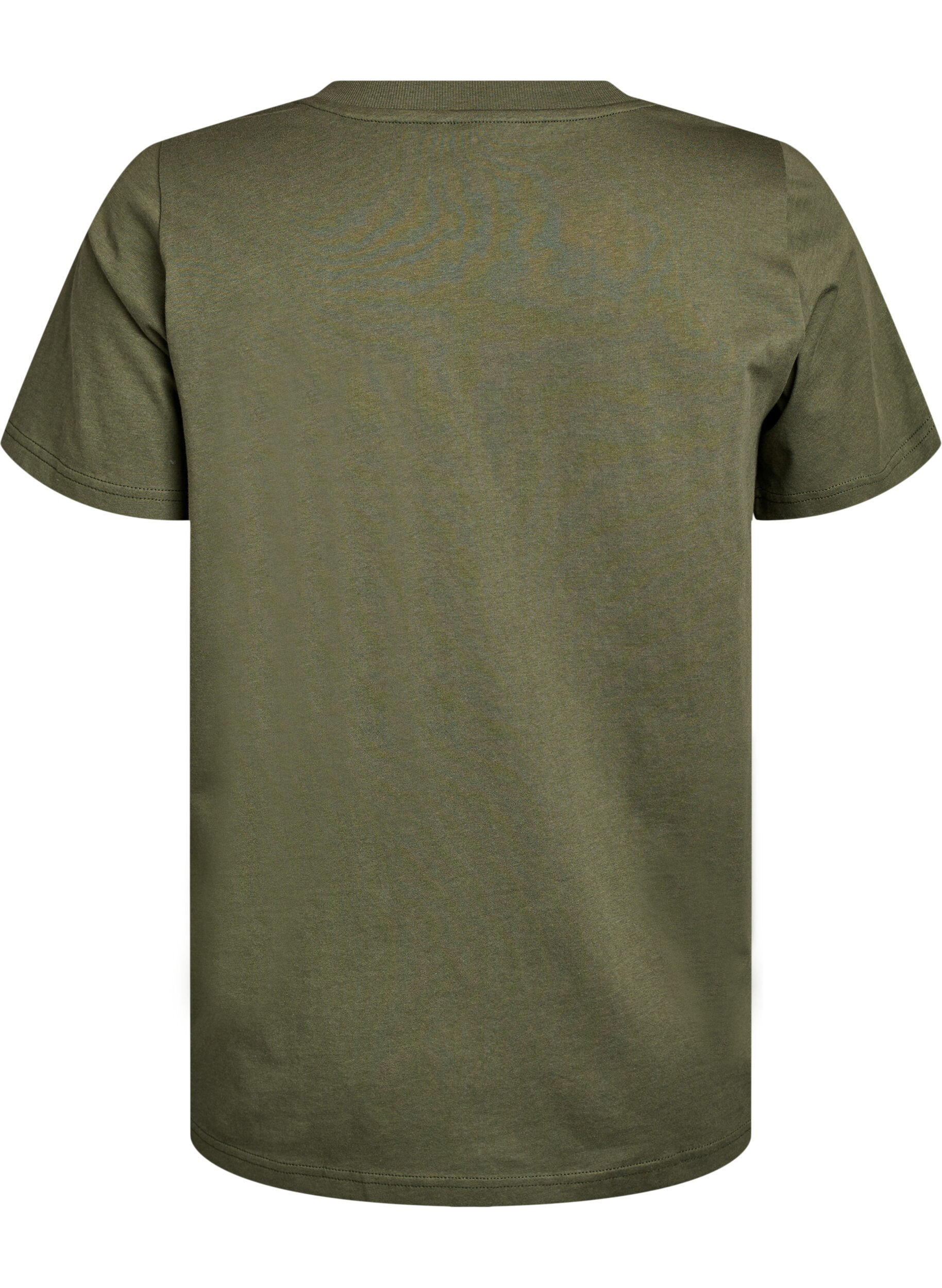 Zizzi Basis t-shirt i bomuld med V-hals, Gr&oslash;n, Packshot image number 1