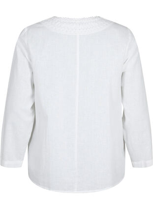 Bluse i bomuld med hæklet detalje, White, Packshot image number 1