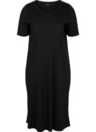 T-shirt kjole i bomuld med slids, Black