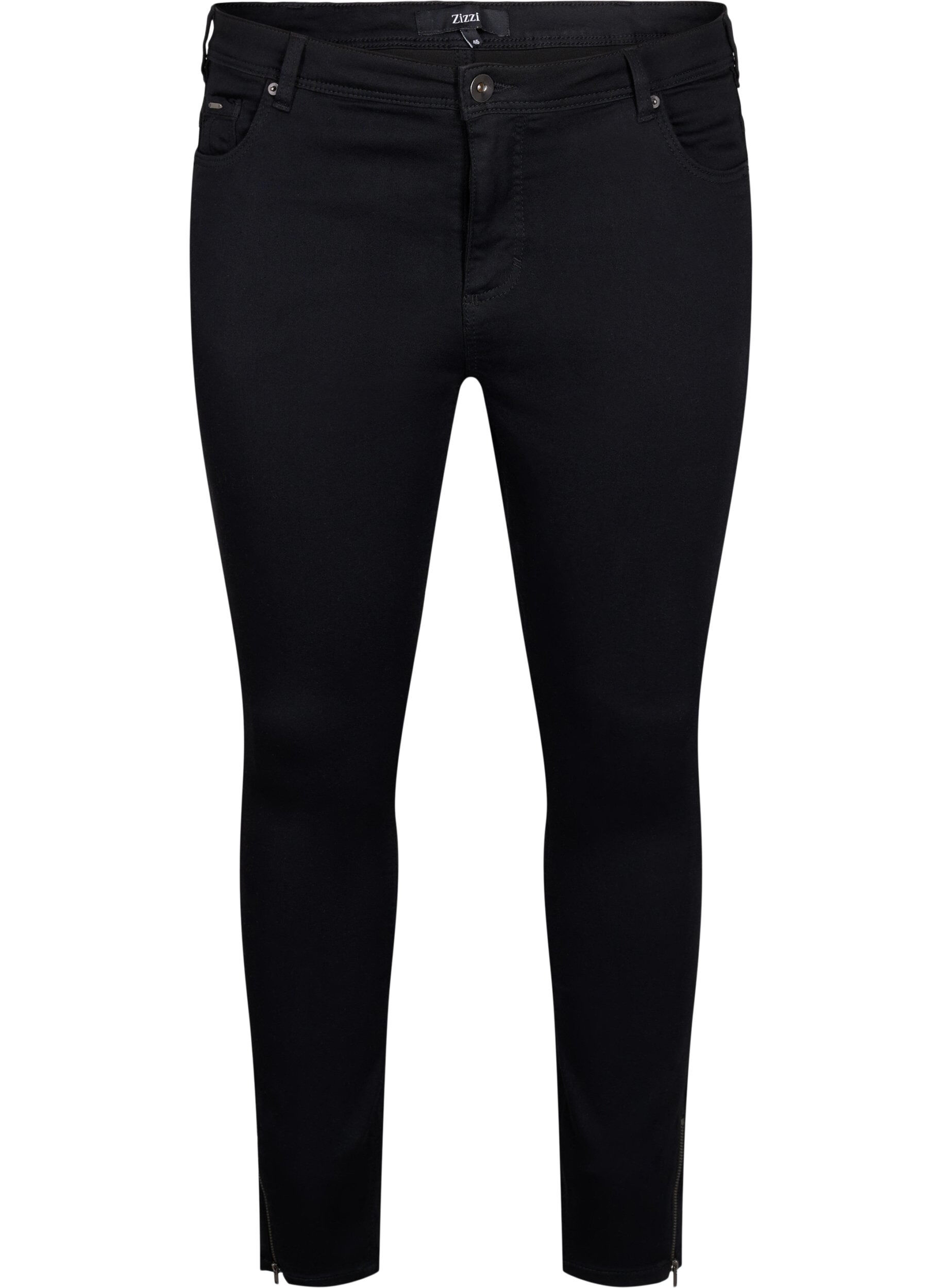 ZizziCropped Amy jeans med lynl&aring;sdetalje, Sort, Packshot image number 0