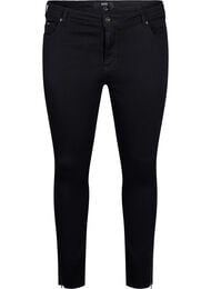 Cropped Amy jeans med lynl&aring;sdetalje, Sort