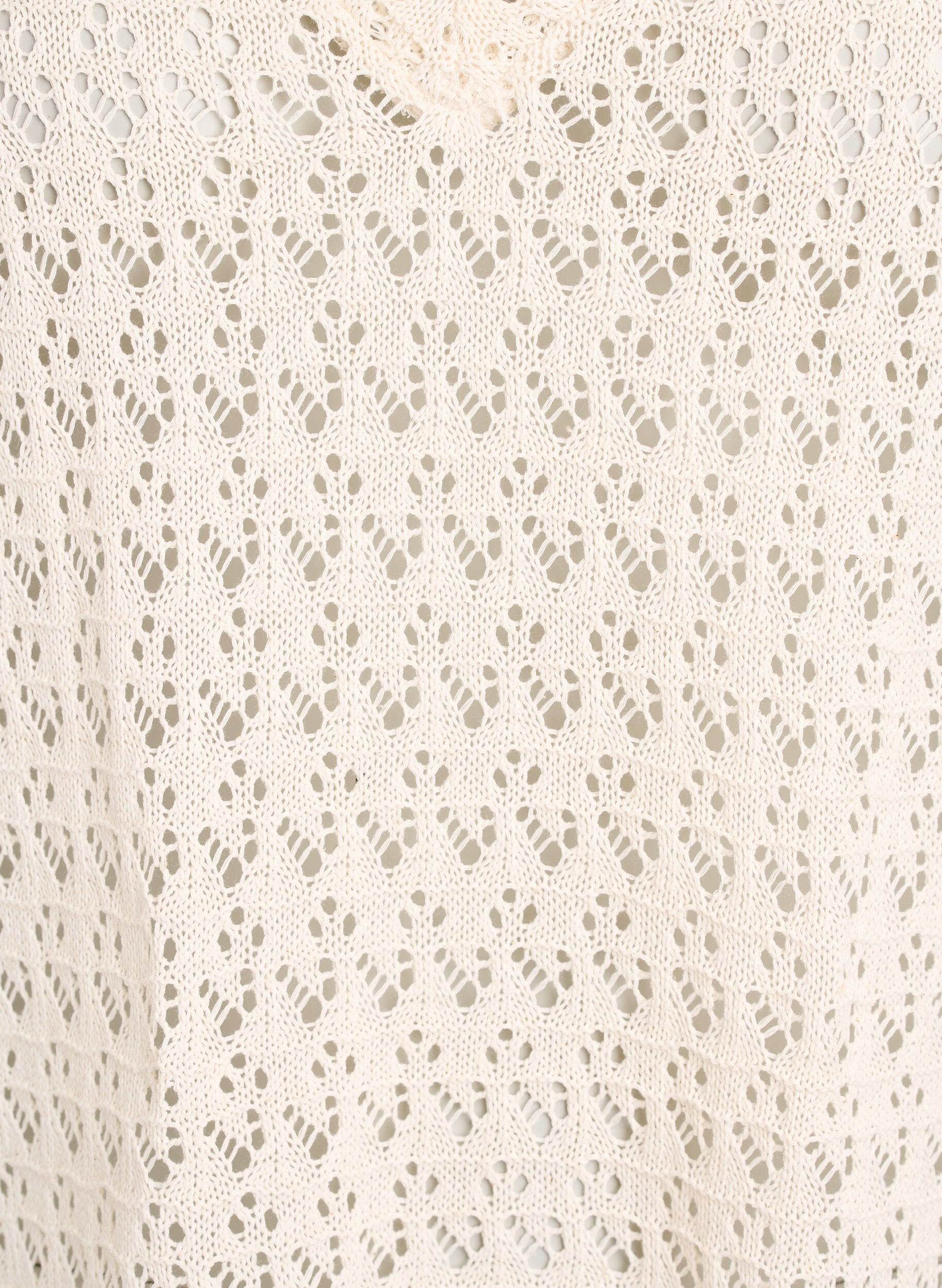 Zizzi&AElig;rmel&oslash;s bluse med hulm&oslash;nster og V-udsk&aelig;ring, Beige, Packshot image number 2