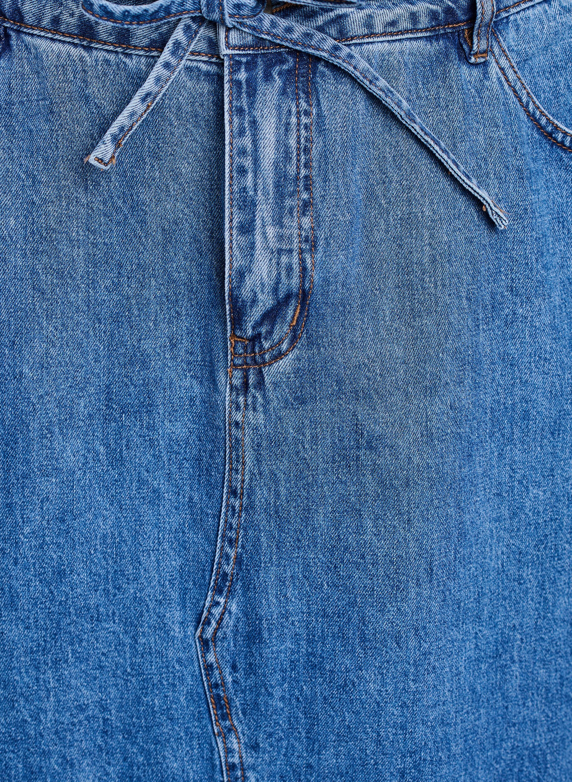 Zizzi Denim maxinederdel med bindeb&aring;nd, Bl&aring;, Packshot image number 2
