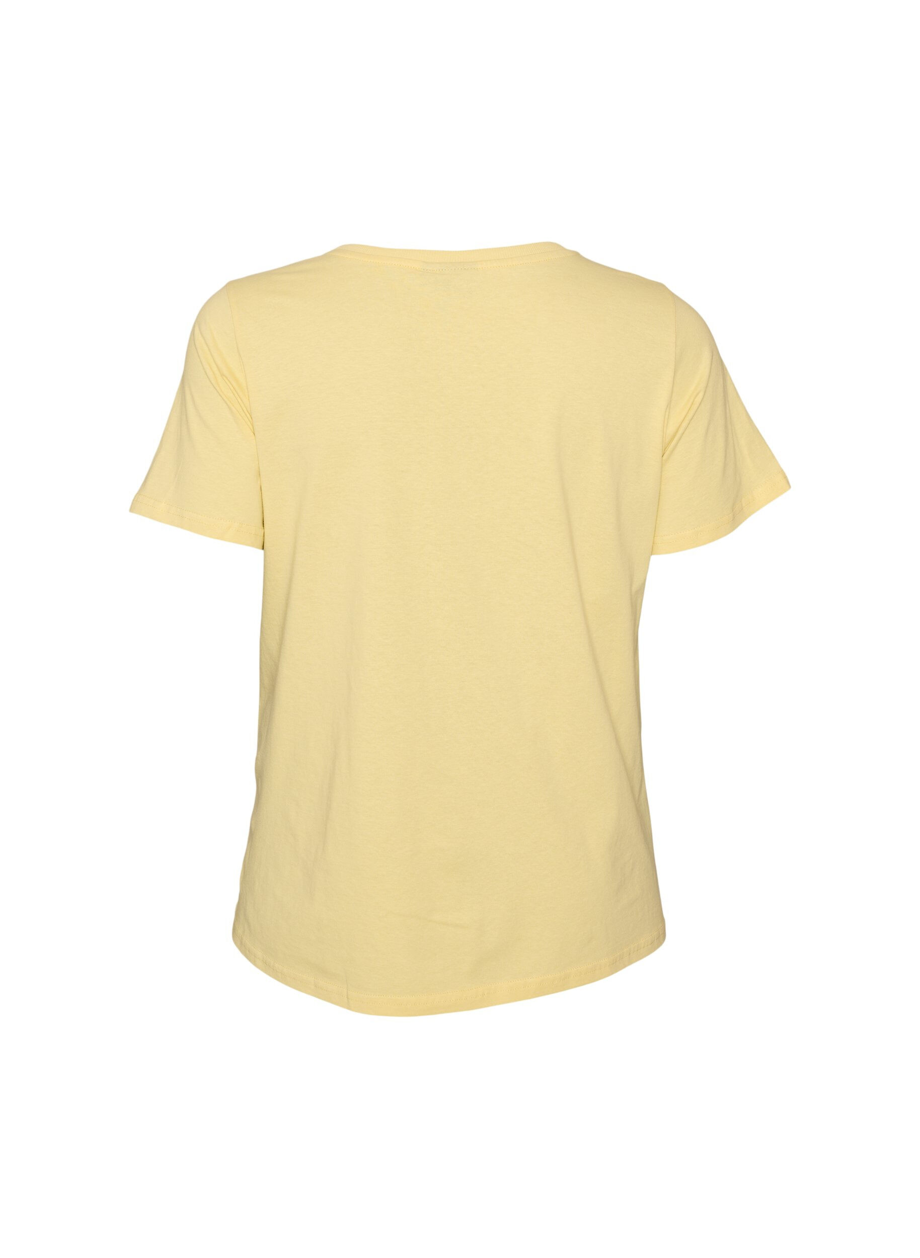 ZizziT-shirt i bomuld med printmotiv, Gul, Packshot image number 1