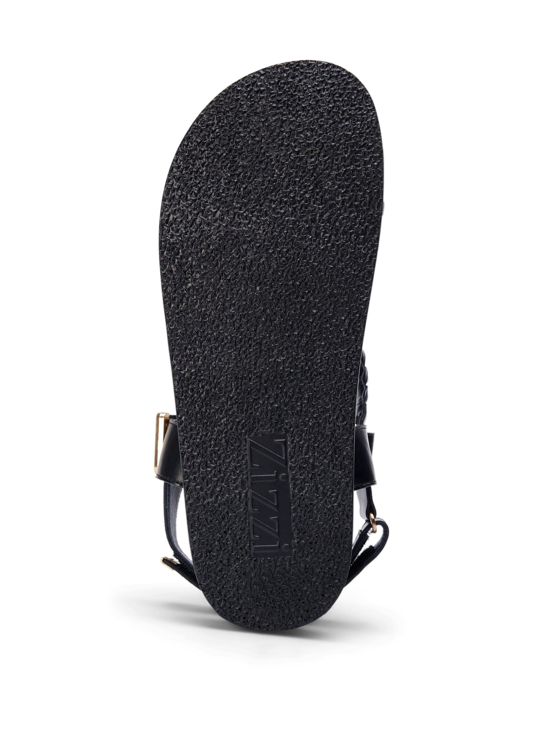 Zizzi Wide fit - L&aelig;dersandal med fletremme, Sort, Packshot image number 5
