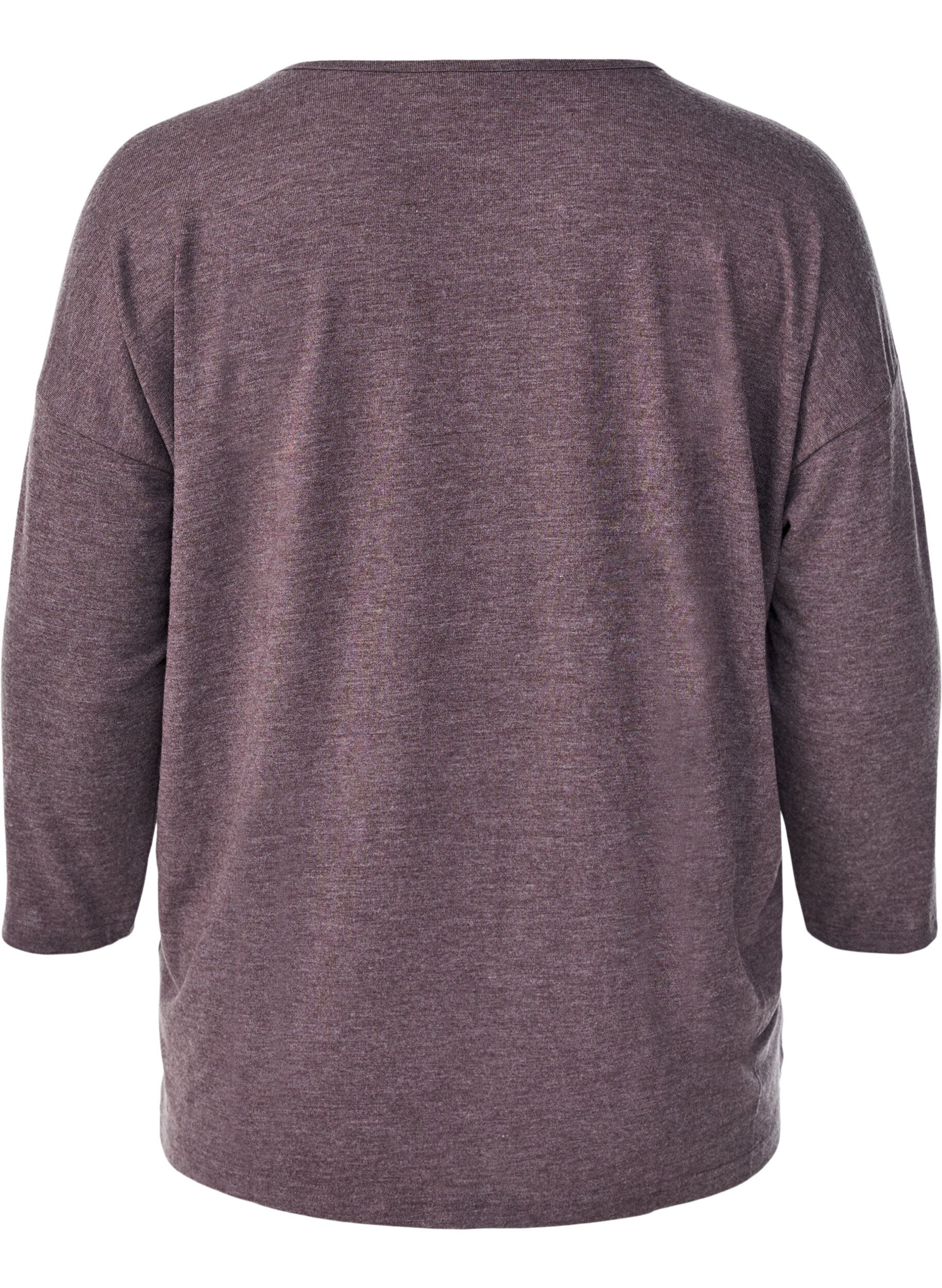 ZizziJerseybluse med 3/4 &aelig;rmer, Brun, Packshot image number 1
