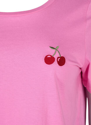 Bomulds t-shirt med broderet kirsebær, Roseb. W. CherryEMB., Packshot image number 2