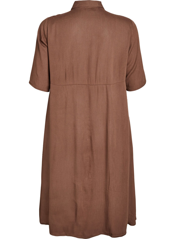 Midilang skjortekjole med korte &aelig;rmer, Gr&oslash;n, Packshot image number 1