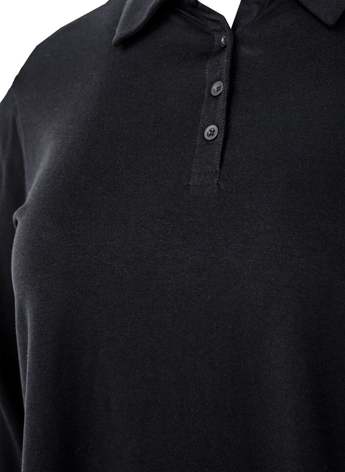 Langærmet poloshirt, Sort, Packshot image number 2