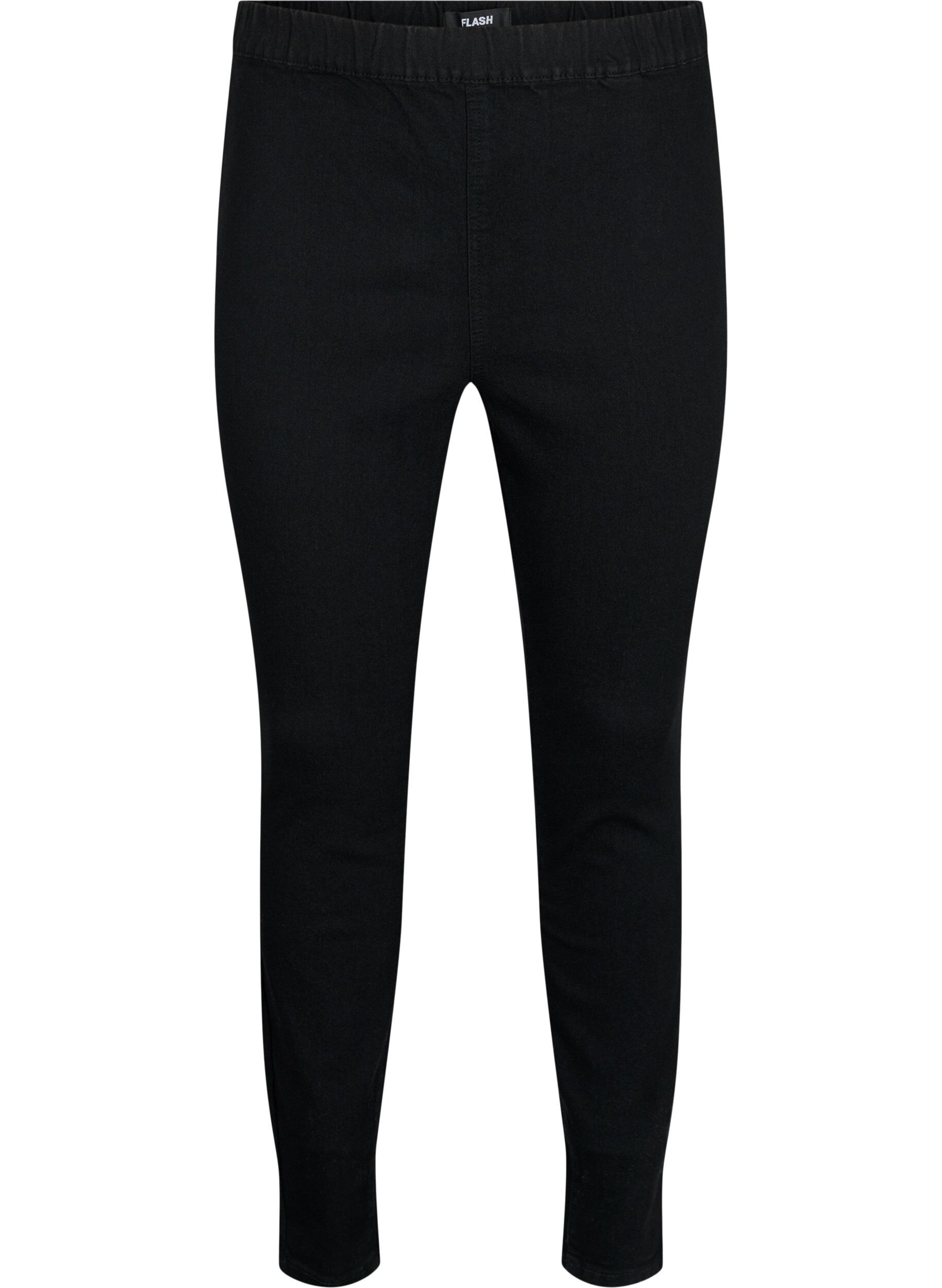 Zizzi FLASH - T&aelig;tsiddende jeggings med h&oslash;j talje, Black, Packshot image number 0