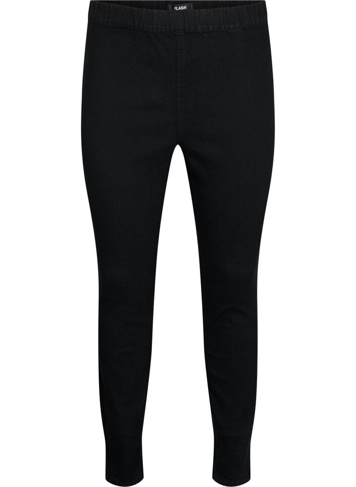 FLASH - Tætsiddende jeggings med høj talje, Black, Packshot image number 0