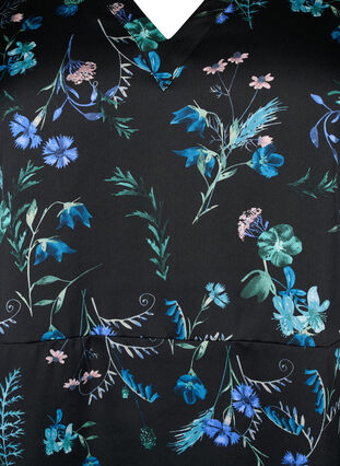 Langærmet midikjole med blomsterprint, Blue Flower AOP, Packshot image number 2