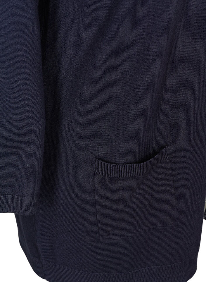 Lang strikcardigan i viskosemix, Bl&aring;, Packshot image number 3