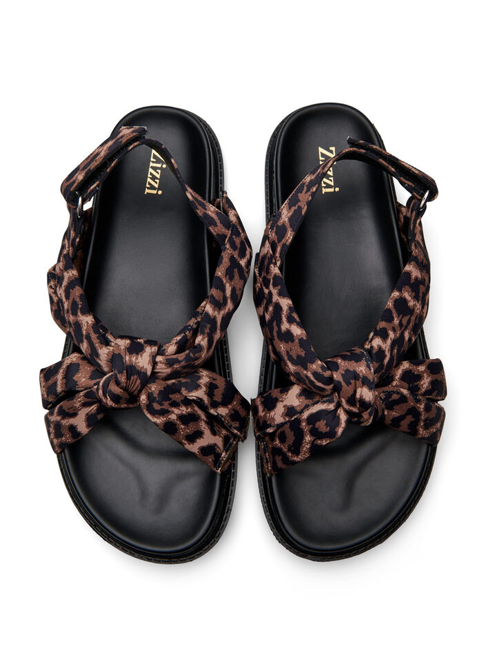 Wide fit - Sandal med knudedetalje, Brun, Packshot image number 2