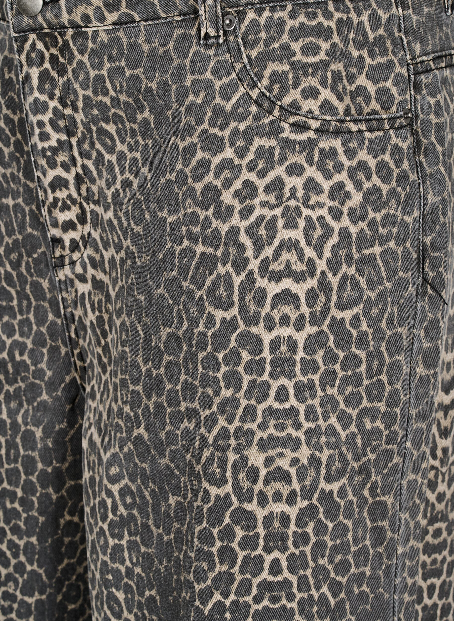 ZizziLeopardm&oslash;nstrede bermudashorts i denim, Brun, Packshot image number 2