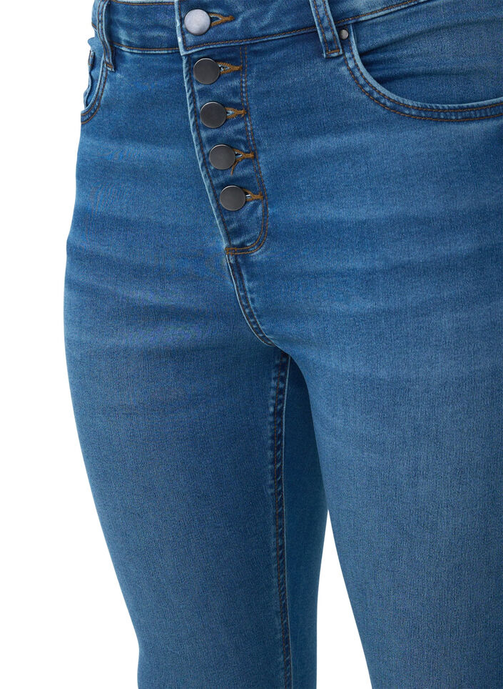 Højtaljede Amy jeans med knaplukning, Blue Denim, Packshot image number 2